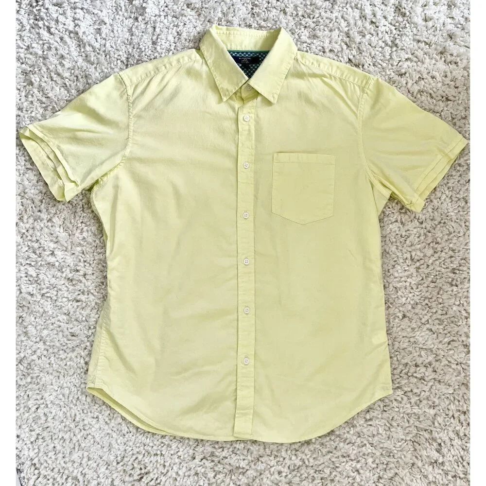 BANANA REPUBLIC MILLY COLLECTION Mens Short Sleeve Button Down Shirt In Pale Yel